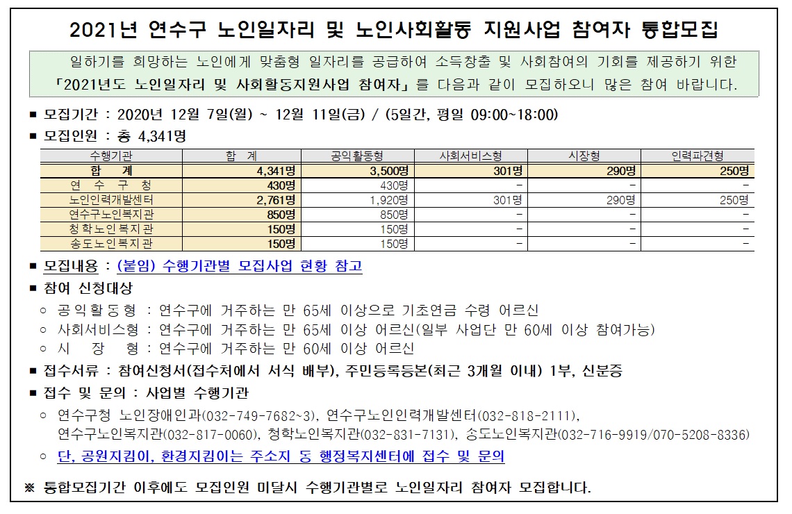 노인일자리 및 노인사회활동 지원사업 참여자 통합모집의 1번째 이미지