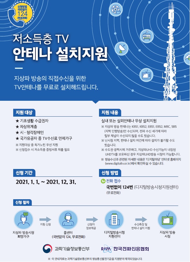 저소득층 TV 안테나 설치지원 안내의 1번째 이미지