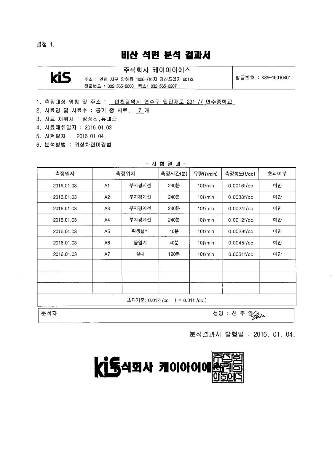 석면해체 제거 사업장의 석면비산농도 측정 공개의 1번째 이미지