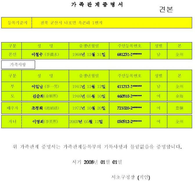 오는 22일까지 가족관계증명서 무료발급 서비스 실시의 1번째 이미지