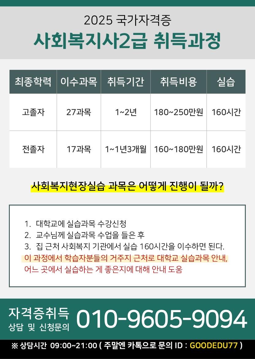 【25년 첫 개강반】 새해 자격증, 사회복지사로 시작하자!의 1번째 이미지