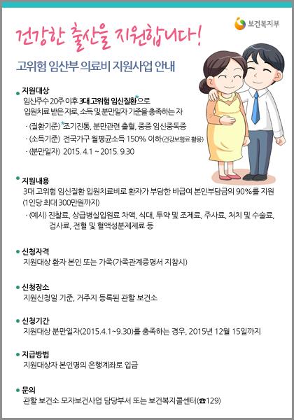 고위험임산부 의료비 지원사업 신청기간 변경 안내의 1번째 이미지